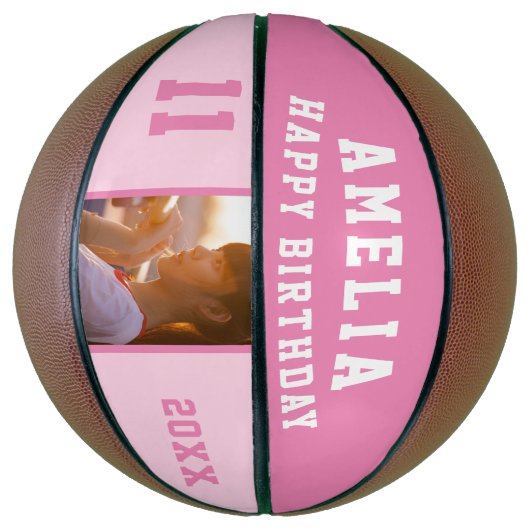 Ballon De Basket Pink Joyeuse fille d'anniversaire photo (Vertical)