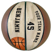 Ballon De Basket Plancher en bois avec nom d'équipe (Vertical)