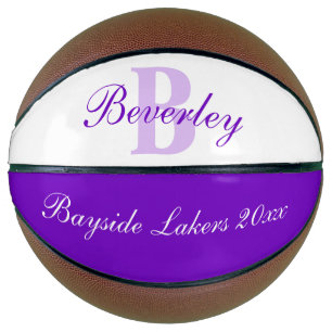 Ballon De Basket Purple monogram name, initial and team basketball