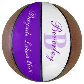 Ballon De Basket Purple monogram name, initial and team basketball (Vertical)