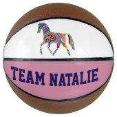 Ballon De Basket Rainbow horse - votre nom d'équipe (Devant)