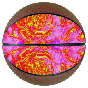 Ballon De Basket Rose Chaude, Rouge et Jaune Succulente Rosette de
