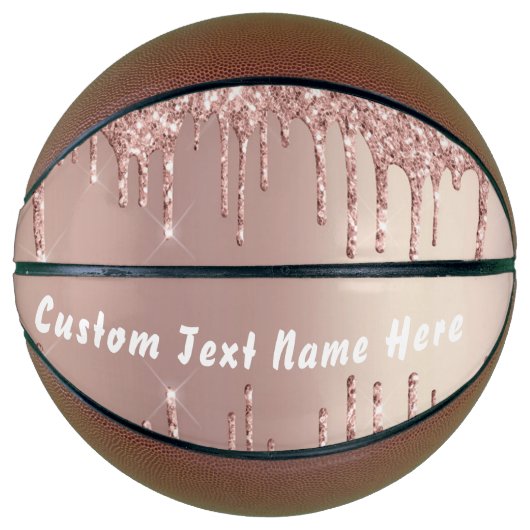 Ballon De Basket Rose Gold Blush Parties scintillant Drift Nom Bask (Devant)