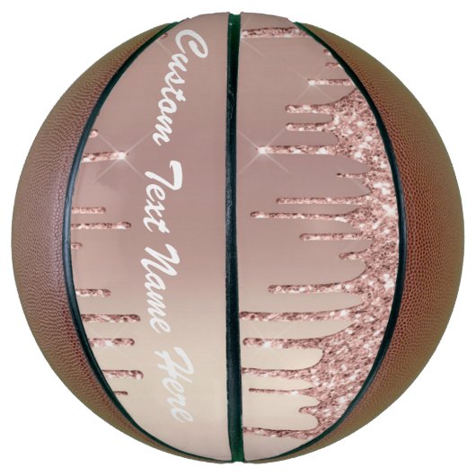 Ballon De Basket Rose Gold Blush Parties scintillant Drivers Nom du (Vertical)