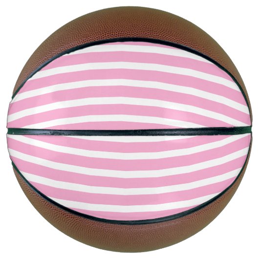 Ballon De Basket Rose lavande blanc simple rayé horizontal (Devant)