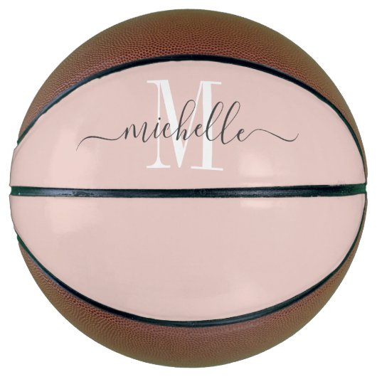Ballon De Basket Rose monogramme personnalisé (Devant)