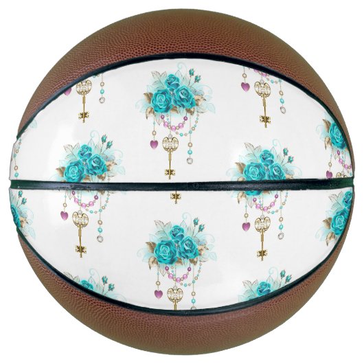Ballon De Basket Roses turquoise avec touches (Devant)