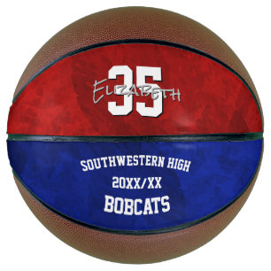 Ballon De Basket Rouge bleu nom d'équipe ballers fin de saison cade
