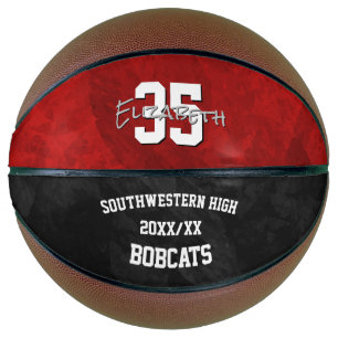 Ballon De Basket Rouge noir nom d'équipe ballers fin de saison cade