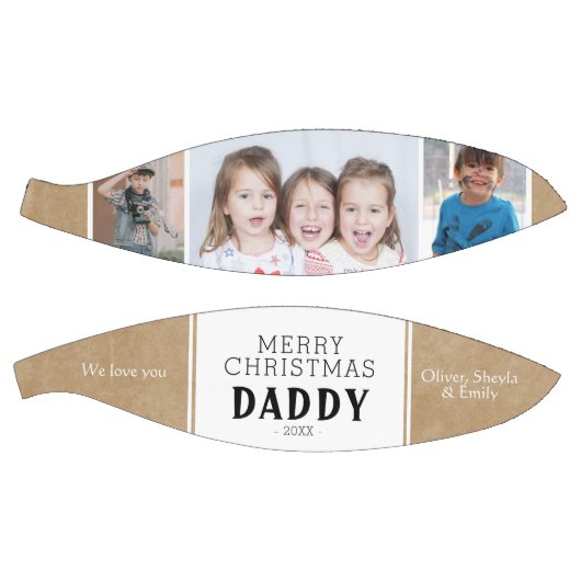 Ballon De Basket Rustic Joyeux Noël Papa 3 Photo Collage (Panneaux)