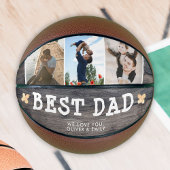 Ballon De Basket Rustic Wood Best Papa 3 Photo Collage Garde-photos