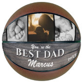 Ballon De Basket Rustic Wood Meilleur papa Nom Keepsaké 3 Photo (Devant)