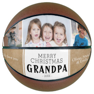 Ballon De Basket Rustique Joyeux Noël Grand-père 3 Photo Collage