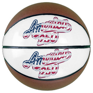 Ballon De Basket Script de drapeau America 250 Semiquincentenaire