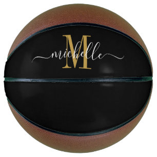 Ballon De Basket Script Monogrammé d'or pour fille personnalisée