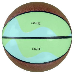 BALLON DE BASKET SIMPLE MINIMAL VERT AJOUTEZ VOTRE NOM TEXTE CADEAU