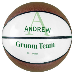 Ballon De Basket simple monogramme personnalisé groomsmen