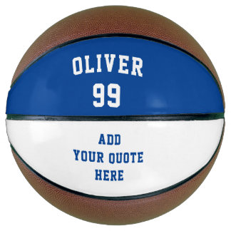 Ballon De Basket Simple Nom Numéro Citation Bleu Blanc