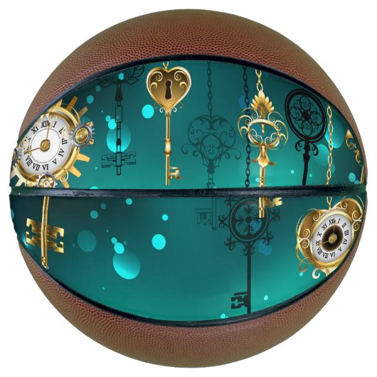 Ballon De Basket Skeleton Keys on Green Background (Devant)