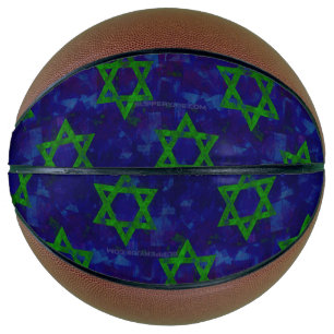 Ballon De Basket SlipperyJoe's Hanukkah rangées vertes Étoiles de D