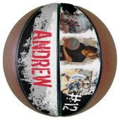 Ballon De Basket Sporty Custom Player Nom et numéro 3 Photo Collage (Vertical)