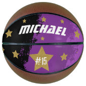 Ballon De Basket Sporty Custom Player Nom et numéro Gold Stars (Devant)