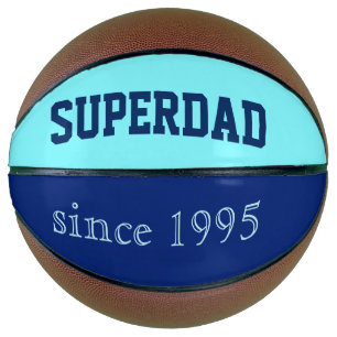 Ballon De Basket Super papa en bleu néon et bleu foncé