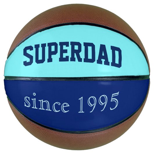 Ballon De Basket Super papa en bleu néon et bleu foncé (Devant)