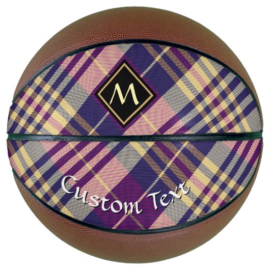 Ballon De Basket Tartan mauve, or et bleu (Devant)