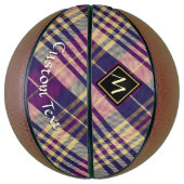 Ballon De Basket Tartan mauve, or et bleu (Vertical)