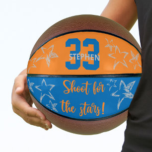 Ballon De Basket Tirez pour les Étoiles Bleu Orange Gris Personnali