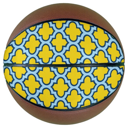 Ballon De Basket Trellis jaune et bleu bébé, treillis, Quatrefoil (Devant)