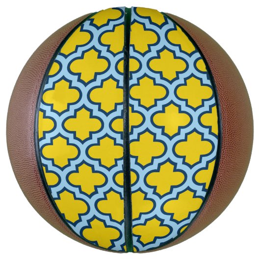 Ballon De Basket Trellis jaune et bleu bébé, treillis, Quatrefoil (Vertical)