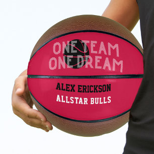 Ballon De Basket Une équipe un rêve personnalisé rouge noir blanc