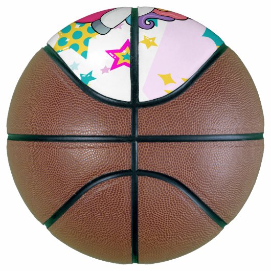 Ballon De Basket Unicorne arc-en-ciel avec étoiles (Droite)