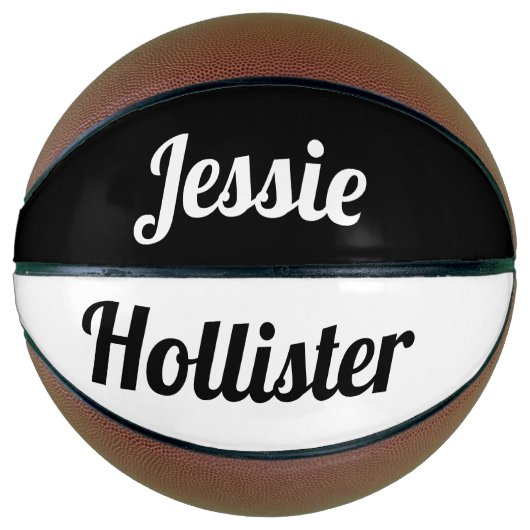 Ballon De Basket Votre nom | Noir et blanc (Devant)