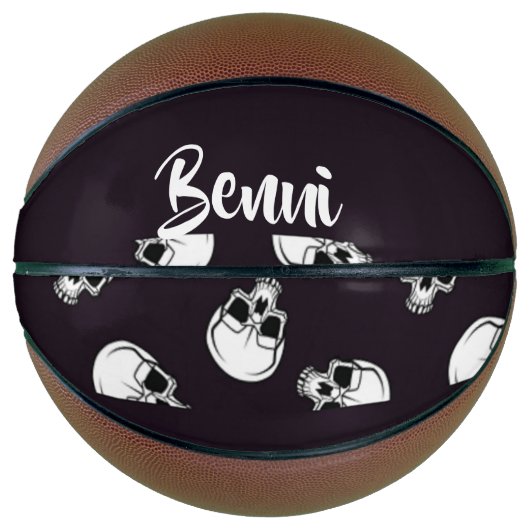 Ballon De Basket White skulls on purple pattern (Devant)