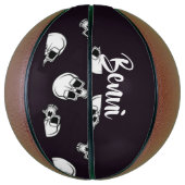 Ballon De Basket White skulls on purple pattern (Vertical)