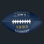 Ballon De Foot 30th Birthday 1993 Ajouter Nom Légende Blue Gold<br><div class="desc">Design vintage chaque année football "Original Quality Legendary Inspiration". Ajoutez le nom et l'année souhaités dans les champs modèles pour créer un élément unique de célébration d'anniversaire. Ajoutez à cela les cadeaux,  les accessoires de fête et les vêtements disponibles dans notre magasin.</div>