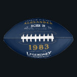 Ballon De Foot 40th Birthday 1983 Ajouter Nom Legend Blue Gold<br><div class="desc">Design vintage chaque année football "Original Quality Legendary Inspiration". Ajoutez le nom et l'année souhaités dans les champs modèles pour créer un élément unique de célébration d'anniversaire. Ajoutez à cela les cadeaux,  les accessoires de fête et les vêtements disponibles dans notre magasin.</div>