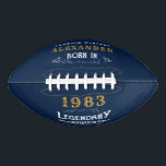 Ballon De Foot 40th Birthday 1983 Ajouter Nom Legend Blue Gold<br><div class="desc">Design vintage chaque année football "Original Quality Legendary Inspiration". Ajoutez le nom et l'année souhaités dans les champs modèles pour créer un élément unique de célébration d'anniversaire. Ajoutez à cela les cadeaux,  les accessoires de fête et les vêtements disponibles dans notre magasin.</div>