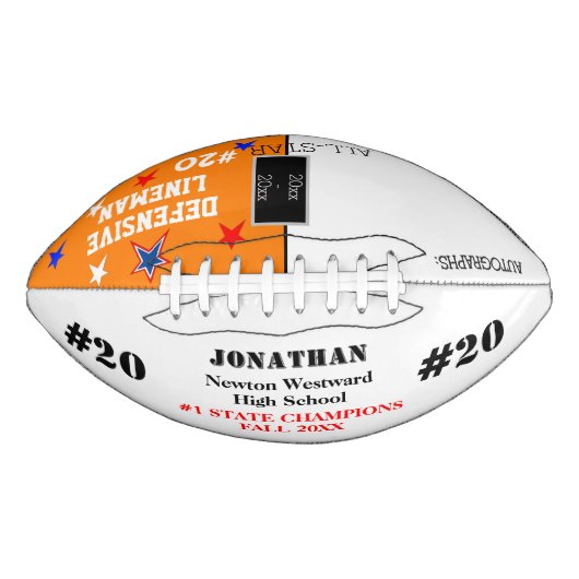 Ballon De Foot Autographes Champions de l'école Orange (Devant)