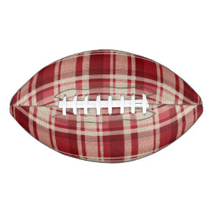 Ballon De Foot Bandes Plaid Crème Rouge