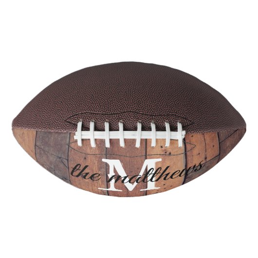 Ballon De Foot Barne en chêne rustique Monogramme Nom Script (Devant)