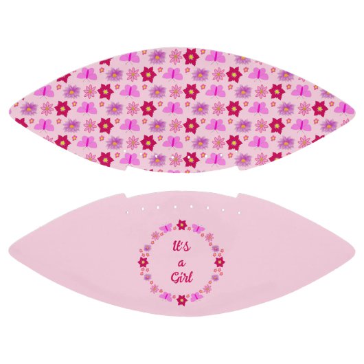 Ballon De Foot Bébé rose Papillons et fleurs personnalisés (Panneaux)