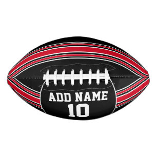 Ballon De Foot Black and Red Jersey Stripes with Custom Name