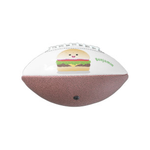 Ballon De Foot Caricature de hamburger kawaii joyeux