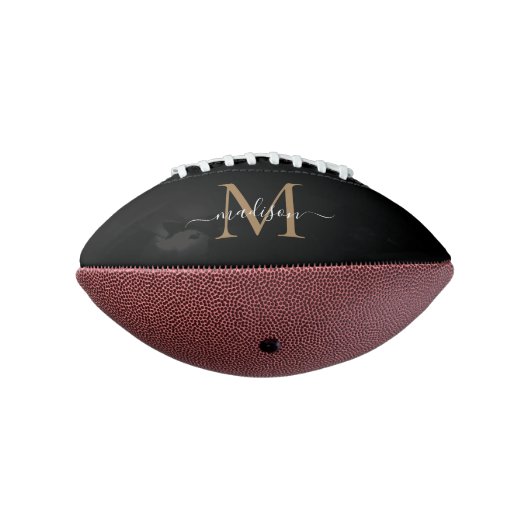 Ballon De Foot Chic Noir Monogramme Girin Feminine Script (Tourné à 270°)
