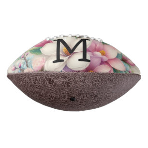 Ballon De Foot Dentelle monogramme fleurs de magnolias rose viole