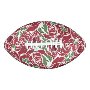 Ballon De Foot Elégant Motif Rose Vintage - Rouge & Vert Floral